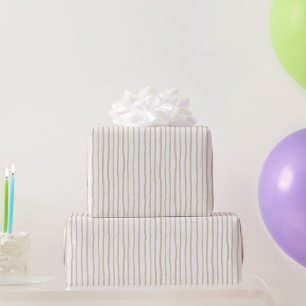 Bruine Crème Safari Strepen Verjaardag Cadeaupapier