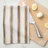 Bruine Crème Strepen Theedoek (Quarter Fold)