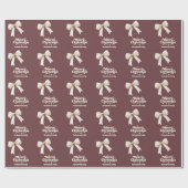 Bruine crème strik retro Kerstmis Cadeaupapier (Vlak)