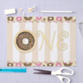 Bruine Crème Strooi Donuts EEN 1e Verjaardagsfeest Tissuepapier (Craft)
