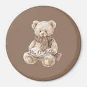Bruine Crème Teddybeer Boek Magneet (Voorkant)