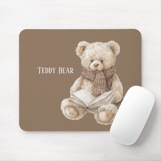 Bruine Crème Teddybeer Boek Muismat (Met muis)