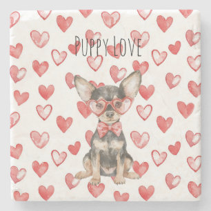 Bruine Crème Toy Terrier Hond Rood Hartjes Bril Stenen Onderzetter