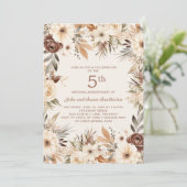 Bruine Crème Waterverf Floral Boho 5e Jubileum Kaart (Staand voorkant)