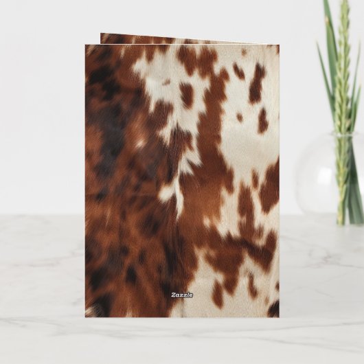 Bruine Crème Western Koeienhuid Kerstmis Kaart (Achterkant)