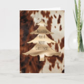 Bruine Crème Western Koeienhuid Kerstmis Kaart (Voorkant)
