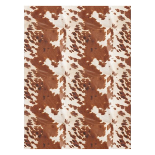 Bruine Crème Wit Koeienhuid Tafelkleed (Voorkant)