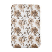 Bruine Crème Witte Bloemen Kerstmis Badmat (Voorkant Verticaal)