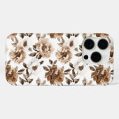 Bruine Crème Witte Bloemen Kerstmis Case-Mate iPhone Case (Achterkant (horizontaal))