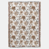 Bruine Crème Witte Bloemen Kerstmis Deken (Voorkant Verticaal)