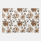 Bruine Crème Witte Bloemen Kerstmis Theedoek (Horizontaal)