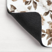 Bruine Crème Witte bloemen Muismat (Hoek)