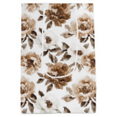 Bruine Crème Witte Bloemen Verjaardag Medium Cadeauzakje (Achterkant)