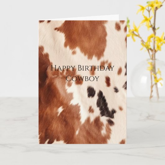 Bruine Crème Zuidwest Cowhide  Kaart (Gele Bloem)