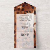 Bruine Crème Zuidwest Koeienhuid Bruiloft All In One Uitnodiging (Binnen)