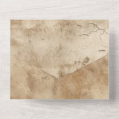 Bruine Crème Zuidwest Koeienhuid Bruiloft All In One Uitnodiging (Achterkant)