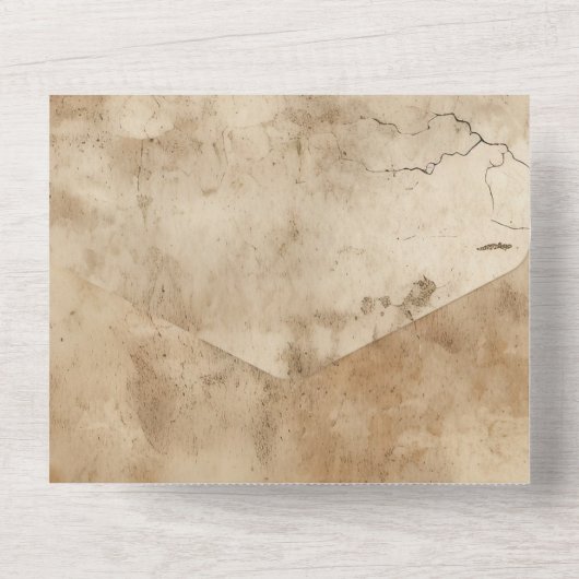 Bruine Crème Zuidwest Koeienhuid Bruiloft All In One Uitnodiging (Achterkant)