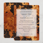 Bruine Crème Zuidwest Koeienhuid Bruiloft Kaart (Voorkant / Achterkant)