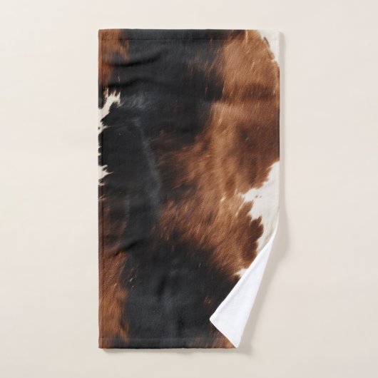 Bruine crème zwart zuidwesten Koeienhuid Bad Handdoek (Handdoek)