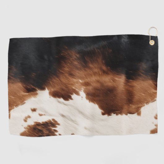 Bruine crème zwart zuidwesten Koeienhuid Golfhanddoek (Horizontaal)