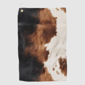 Bruine crème zwart zuidwesten Koeienhuid Golfhanddoek (Voorkant)