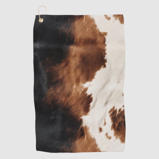 Bruine crème zwart zuidwesten Koeienhuid Golfhanddoek (Voorkant)