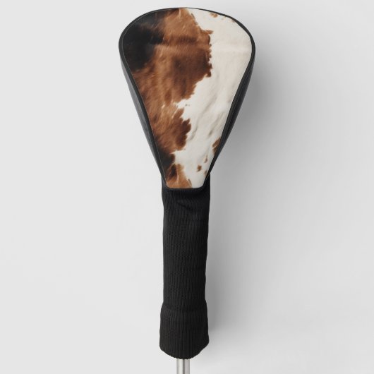 Bruine crème zwart zuidwesten Koeienhuid Golfheadcover (Voorkant)