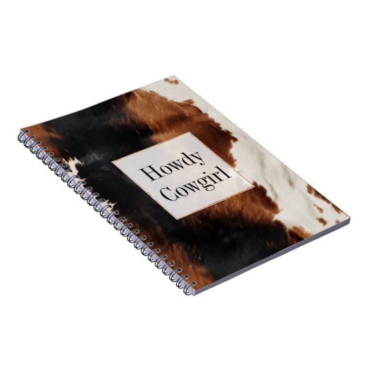 Bruine crème zwart zuidwesten Koeienhuid Notitieboek (Rechterzijde)