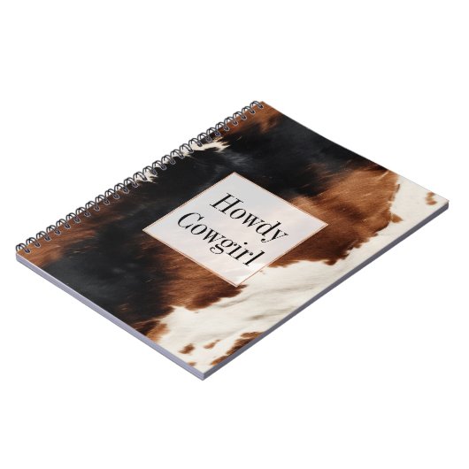 Bruine crème zwart zuidwesten Koeienhuid Notitieboek (Linkerzijde)