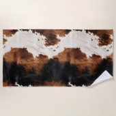 Bruine crème zwart zuidwesten Koeienhuid Strandlaken (Voorkant)