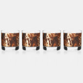 Bruine crème zwart zuidwesten Koeienhuid Whisky Glas (Voorkant)