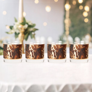 Bruine crème zwart zuidwesten Koeienhuid Whisky Glas