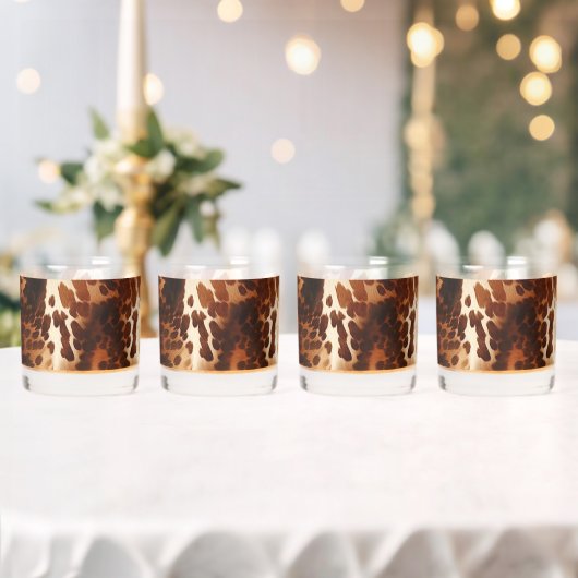 Bruine crème zwart zuidwesten Koeienhuid Whisky Glas (Insitu (Huwelijk))