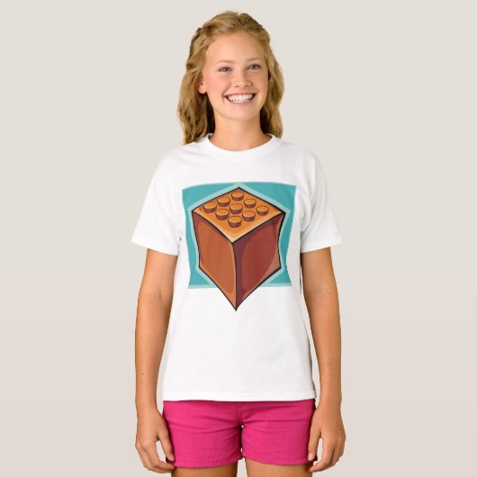 Bruine Cube T-shirt (Voorkant volledig)