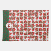 Bruine Dachshond Patroon Monogram Kerstmis Hond Theedoek (Horizontaal)