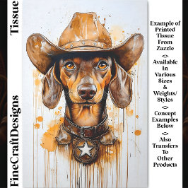 Bruine Dachshund Cowboy Sheriff Hond DP1 Découpage Tissuepapier