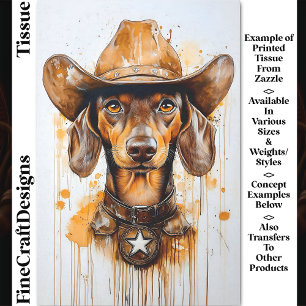 Bruine Dachshund Cowboy Sheriff Hond DP1 Découpage Tissuepapier