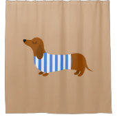 Bruine Dachshund douchegordijn (Voorkant)