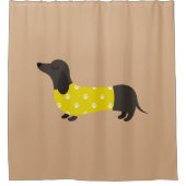 Bruine Dachshund douchegordijn (Voorkant)