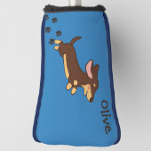 Bruine Dachshund Hardlopen Blauw Design Golfheadcover (Draai 90)