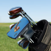Bruine Dachshund Hardlopen Blauw Design Golfheadcover (Insitu)