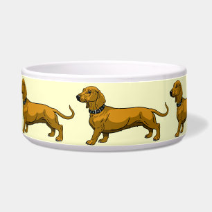 bruine dachshund voerbakje