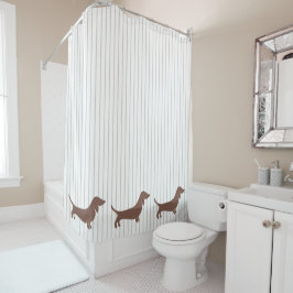 Bruine Dachshunds op Beige Stripes Douchegordijn