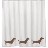 Bruine Dachshunds op Beige Stripes Douchegordijn (Voorkant)