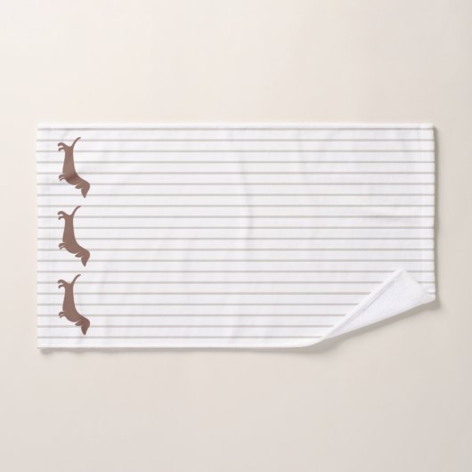 Bruine Dachshunds op Beige Stripes Handdoek (Handdoek)
