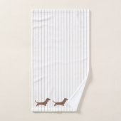 Bruine Dachshunds op Beige Stripes Handdoek (Handdoek)