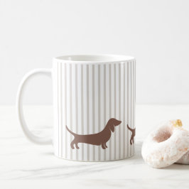 Bruine Dachshunds op Beige Stripes Koffiemok