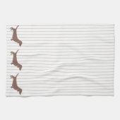 Bruine Dachshunds op Beige Stripes Theedoek (Horizontaal)