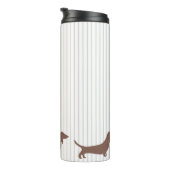 Bruine Dachshunds op Beige Stripes Thermosbeker (Geroteerd rechts)