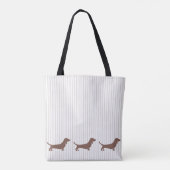 Bruine Dachshunds op Beige Stripes Tote Bag (Achterkant)